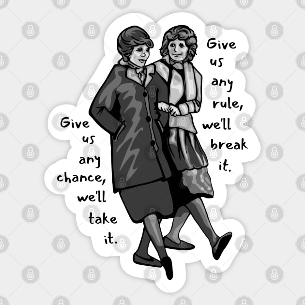 Laverne & Shirley Drawing Sticker by Slightly Unhinged